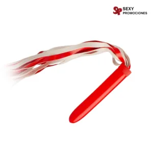 La imagen describe un látigo sensual bndage passion rojo