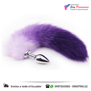 plug cola de zorra acero inoxidable lila