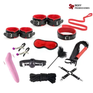 La imagen describe un kit bondage 11 piezas de colores