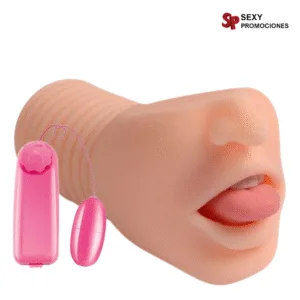La imagen describe un masturbador para hombres garganta profunda con vibración