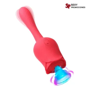 La imagen describe un vibrador succionador lottus