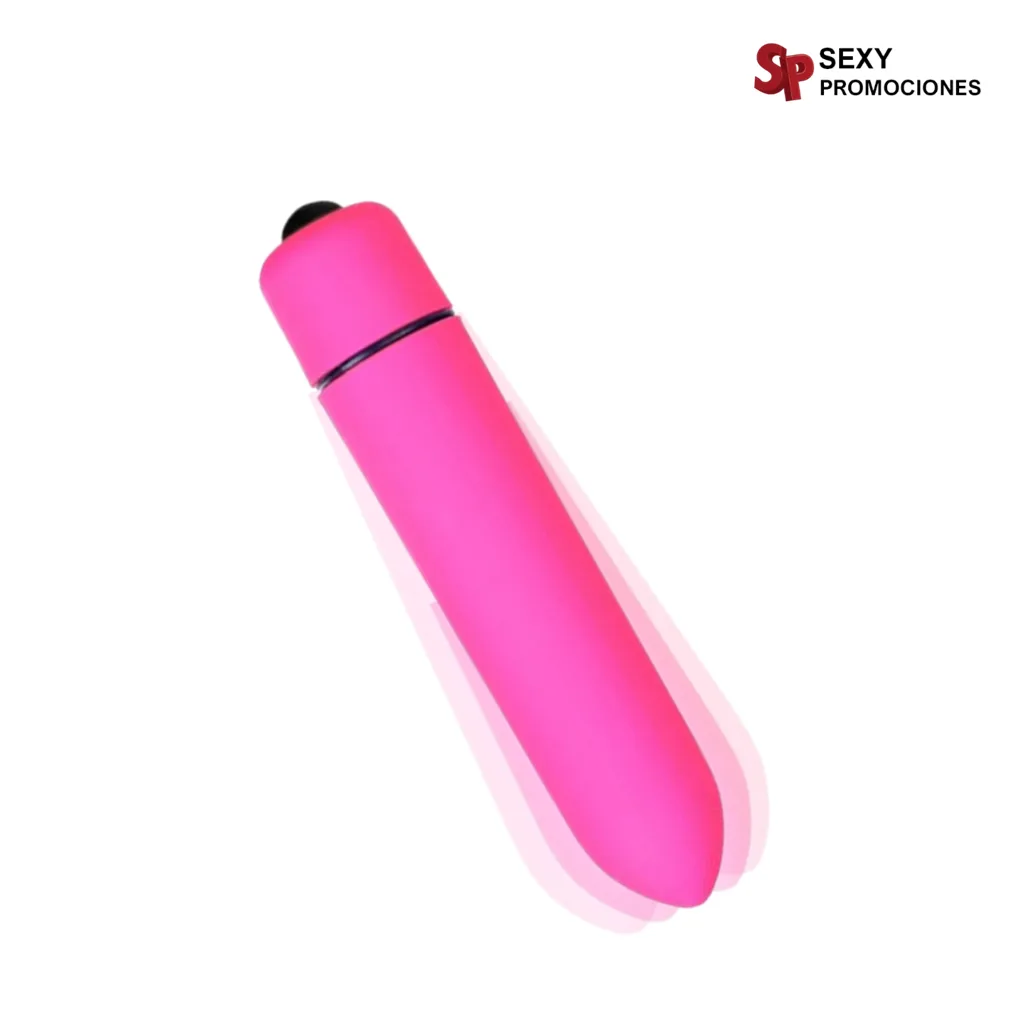 La imagen describe una bala vibradora colores de 9 cm fucsia