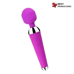 La imagen describe un vibrador micrófono poly varita mágica