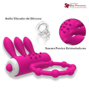 La imagen representa las características de un anillo vibrador para pene