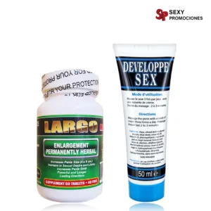La imagen describe un combo alargante lmd y crema developpe 1