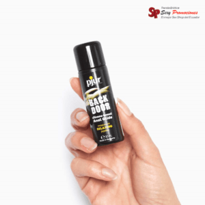 La imagen representa la presentación de un lubricante anal Pjur de 30 ml.