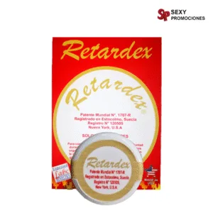 La imagen describe un retardex en crema 5g