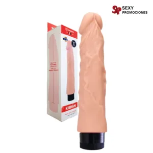 La imagen describe un vibrador realista kieran