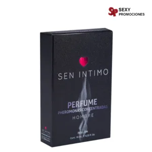 La imagen representa la presentación de un perfume con feromonas concentradas