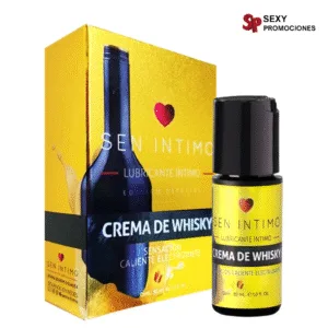 La imagen representa un lubricante electrizante Sen Intimo crema de whisky