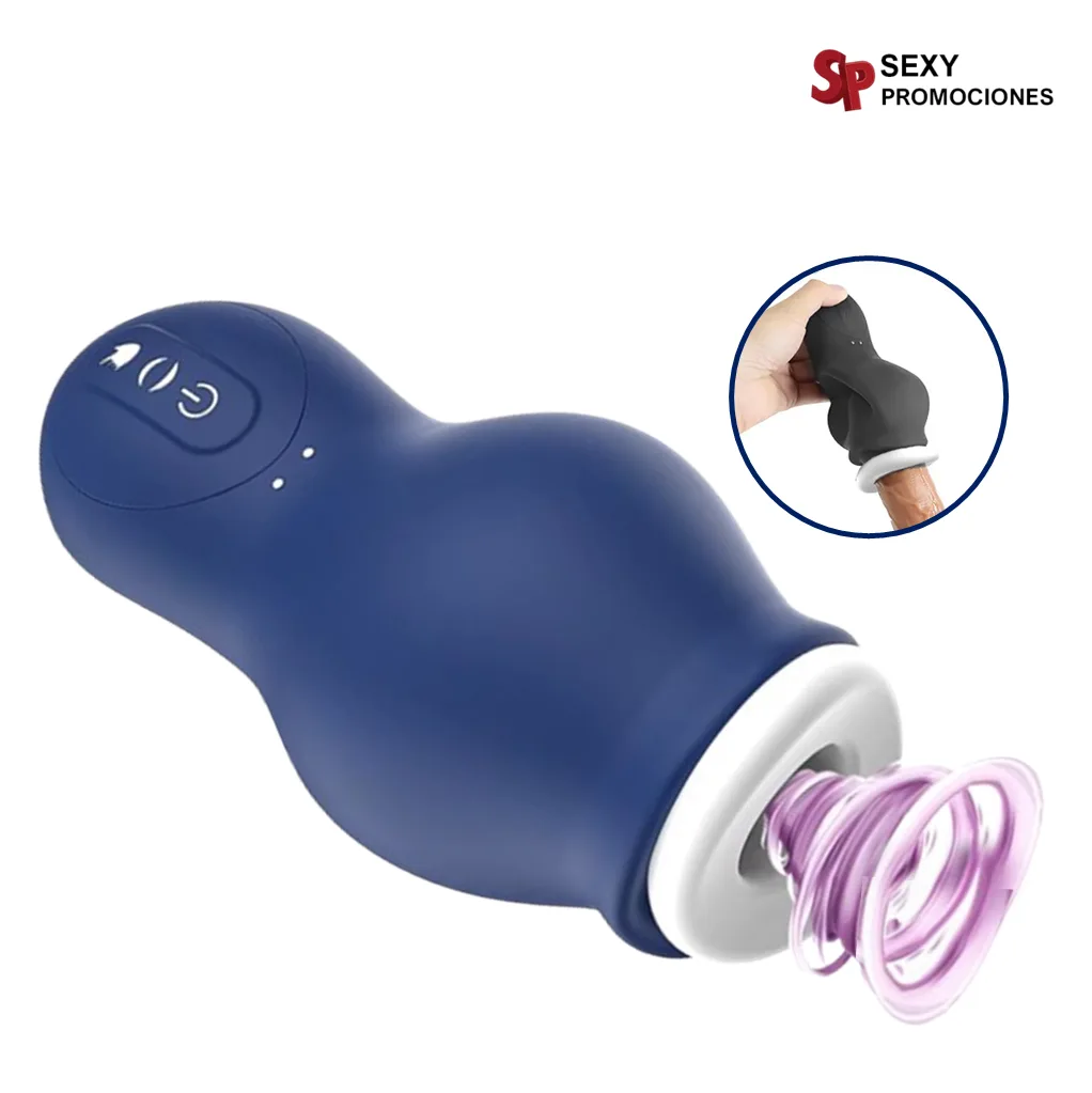 La imagen representa una copa masturbadora succionador para hombres Kini