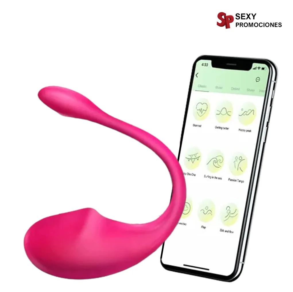 La imagen representa un vibrador con app telefónica adore