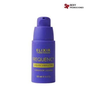 La imagen describe la presentación de un vibrador líquido elixir