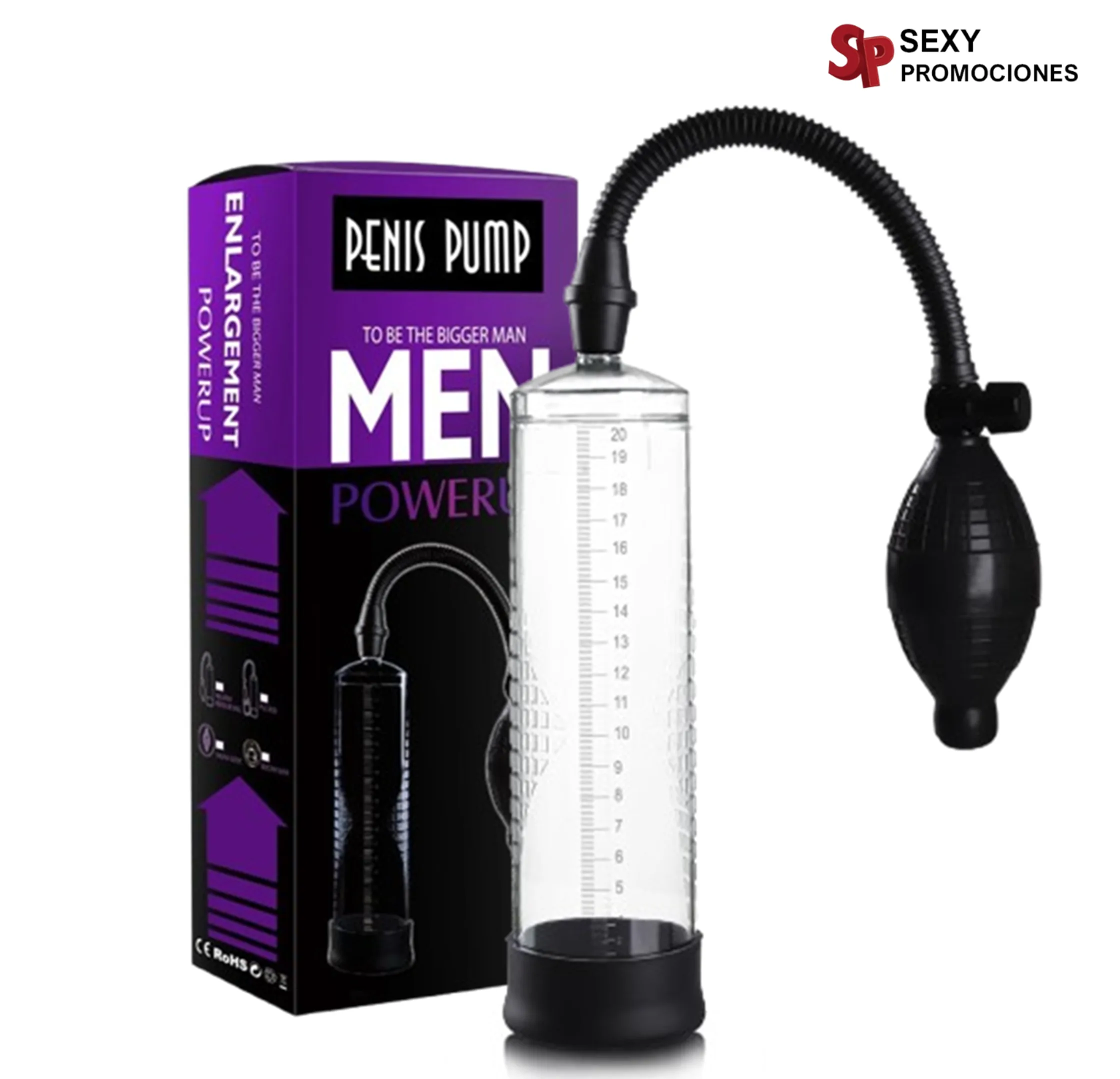 La imagen describe una bomba para pene Power up