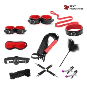 La imagen describe un kit bondage 10 piezas