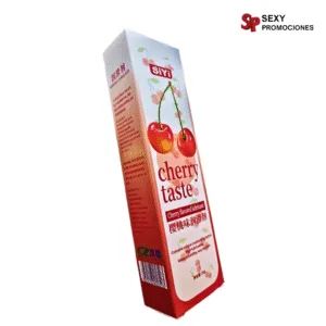 La imagen describe un lubricante sexual siyi cereza