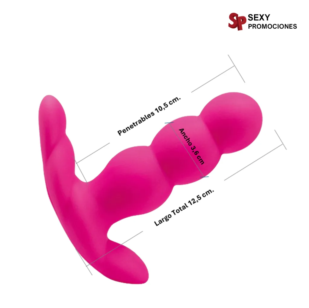 La imagen describe las medidas de un vibrador Nalone