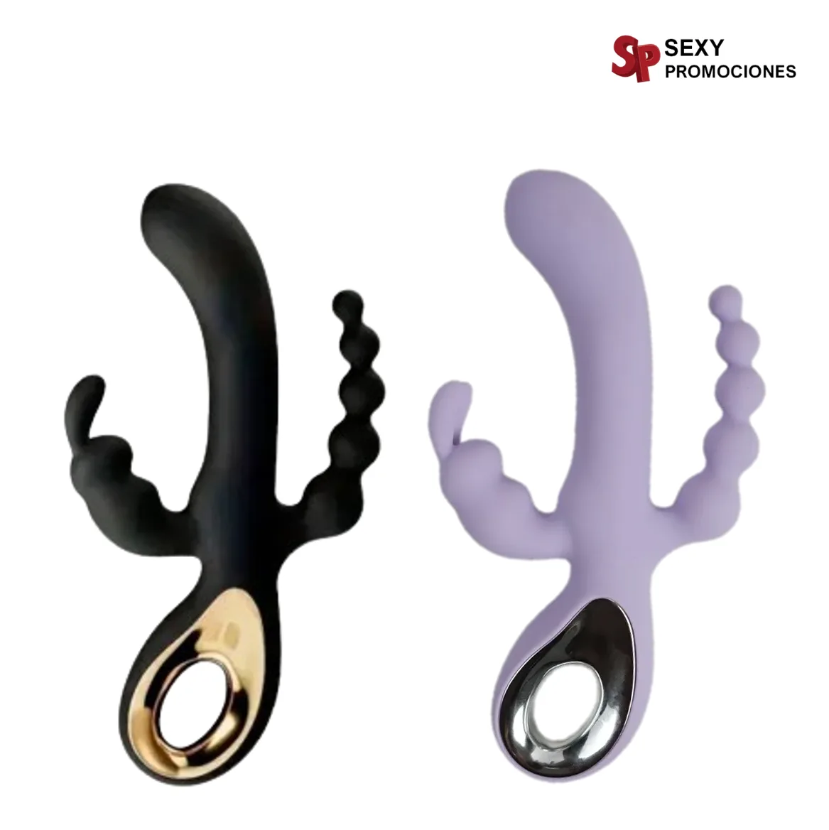 La imagen describe los colores de un vibrador triple trento