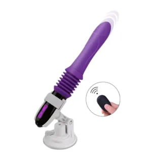 La imagen describe un vibrador Sex Machine con movimiento telescópico Arturo