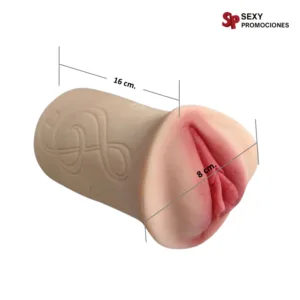 La imagen describe las medidas de una vagina masturbadora krika